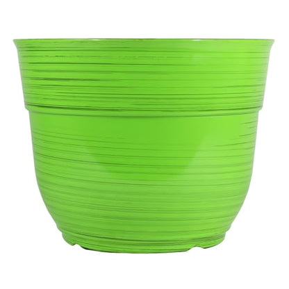 Garden Elements Indoor/Outdoor Glazed Brushed Happy Plastic Planter, Large, Bright Green, 15" - color: Bright Green