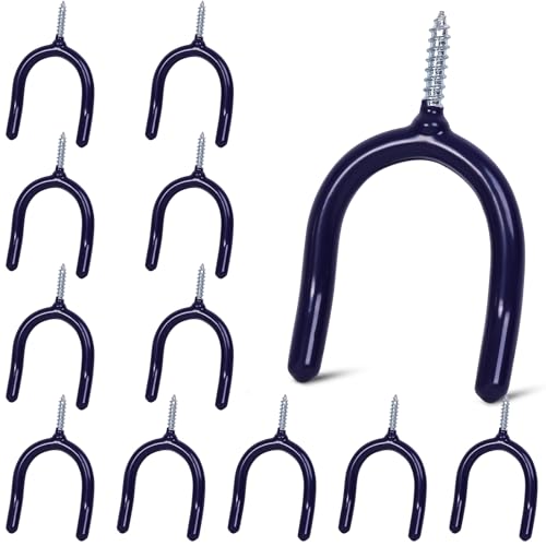 12 Pack Garage Storage System Steel U Hooks with Anti-Slip Coating Home Improvement and Organization Screw in Hooks Easy Wall Mounting Heavy Duty Bike and Ladder (Blue, 12 Pack) - color: Blue, size: 12 Pack