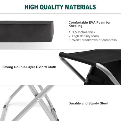 MAXPACE Garden Kneeling Pad and Foldable Gardening Stool 2 in 1, Extra Thick Soft Water-Resistant Comfortable Durable Foam Knee Pad Mat Cushion Garden Kneeler and Seat for Gardening, Mechanics, Work