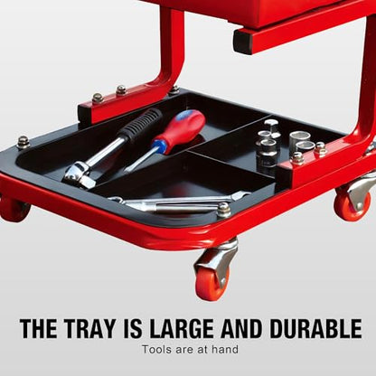 BIG RED Mechanic Stool with Wheels Rolling Creeper Seat - color: Red