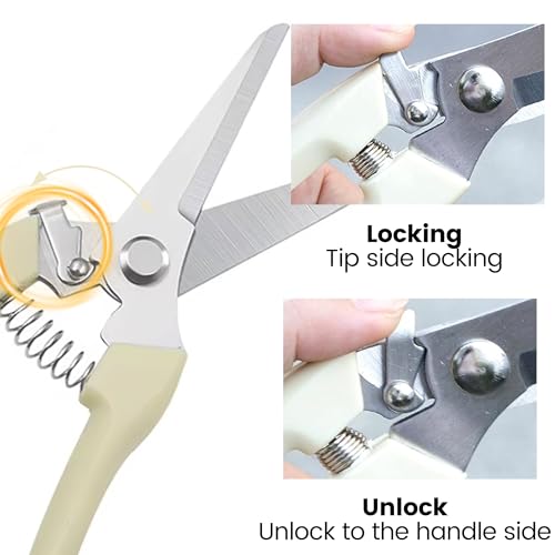 Straight Blade Stainless Steel Pruning Shears for Garden - Rust Resistant Branch Cutter with Non-Slip PP Handle - color: Beige, size: Straight mouth