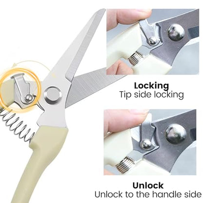 Straight Blade Stainless Steel Pruning Shears for Garden - Rust Resistant Branch Cutter with Non-Slip PP Handle - color: Beige, size: Straight mouth