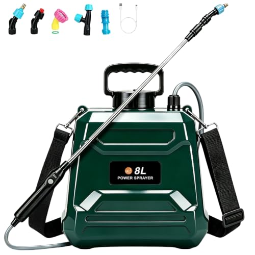 Battery Powered Sprayer 2 Gallon Powerful Electric Weed Sprayer Pump Garden - color: Green