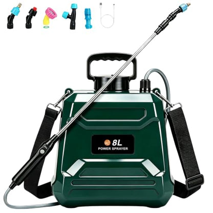 Battery Powered Sprayer 2 Gallon Powerful Electric Weed Sprayer Pump Garden - color: Green