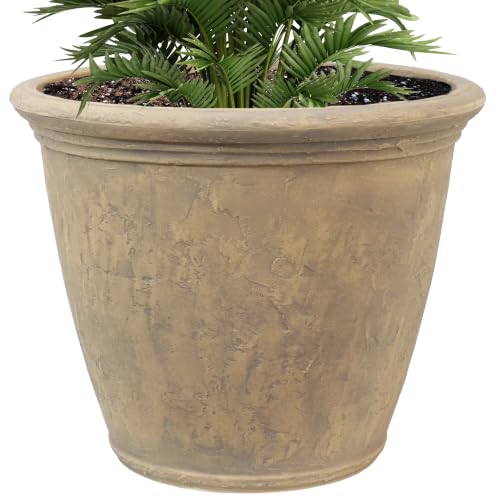 Sunnydaze Anjelica 24'' Large Plastic Planter Pot for Plants, Beige - color: Beige, size: 24 in