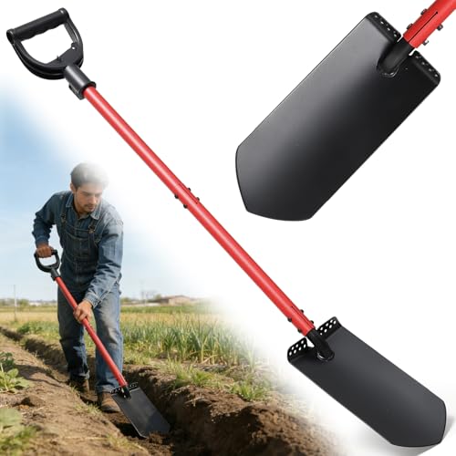 Garden Shovel, Heavy Duty Trench Shovel for Digging,12" Wide Sharp Narrow Spade, 47" Handle, Trench Shovel for Digging,Trenching, Planting,Scraping, Edging with Cutting Blade, D Handle, Foot Pedal