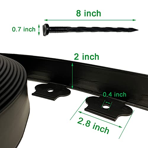 2" x 40' Plastic Landscape Edging Border Black, 40 Spikes