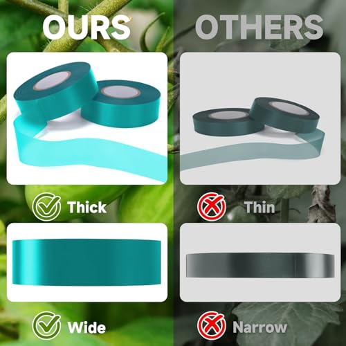 Easytle Stretch Tie Tape Roll, 1" 150ft Garden Tie Tape Reusable Garden Plant Ties Thick Sturdy Plant Ribbon Garden Green Vinyl Stake Gardening Tools for Indoor Outdoor Patio Plant Use