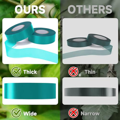 Easytle Stretch Tie Tape Roll, 1" 150ft Garden Tie Tape Reusable Garden Plant Ties Thick Sturdy Plant Ribbon Garden Green Vinyl Stake Gardening Tools for Indoor Outdoor Patio Plant Use