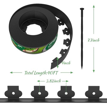 Mars Villa Landscape Edging, 4 Inch Tall 40FT Garden Edging Border Kit - size: 4IN x 40FT