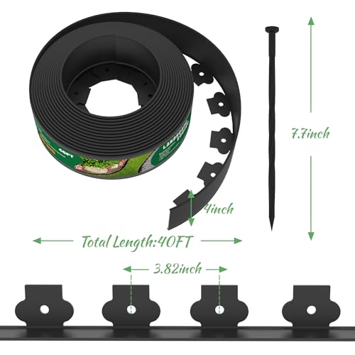 Mars Villa Landscape Edging, 4 Inch Tall 40FT Garden Edging Border Kit - size: 4IN x 40FT