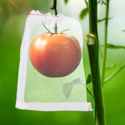 Fruit Cover Bags Against Birds, 25pcs 4x6 in Mesh Fruit Protection Bags with String, Netting for Fruit Trees Vegetables Flowers Protection Away from Bugs Birds - size: 4"x6"/Pack of 25