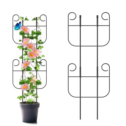 2 Pack Trellis for Climbing Plants Indoor, Expandable Small Metal Trellis for Potted Plants, Flowers Vine Ivy, Sturdy Houseplant Pothos Plant Climber Support - size: 2 Pack-15in(H)x10in(L)
