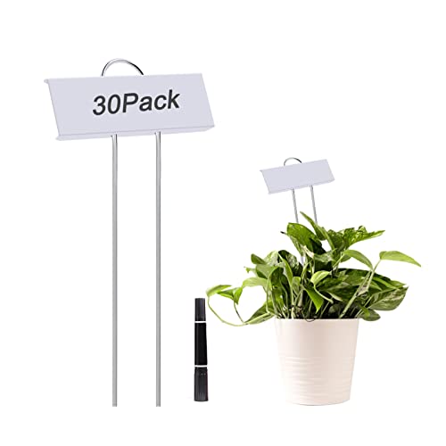 30pcs Plant Labels for Outdoor Garden Waterproof Plant Markers for Outdoor Plants, 11inch Metal Plant Tags and Labels Garden Markers for Seedlings Herbs Vegetable Greenhouse Gifts (White) - color: White