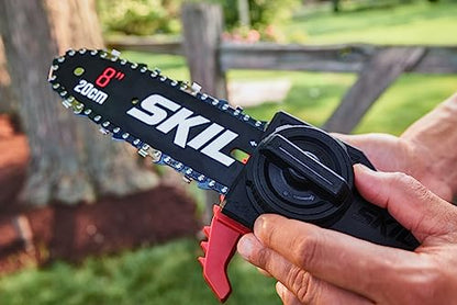 SKIL PS4563B-10 PWR CORE 20 8" 20V Pole Saw Kit, Includes with 2.0Ah Lithium Battery and Charger, Red - style: 20V 8" Pole Saw Kit