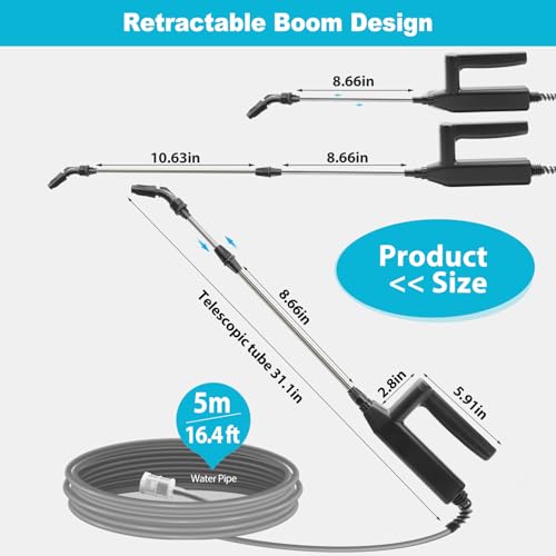 SideKing Electric Sprayer Wand, 3 Adjustable Pressures Battery Powered Garden Sprayer Wand with 31" Telescopic Wand, 16.4FT Hose, 4 Nozzles, Portable Water Sprayer for Lawn, Weed, Yard Care
