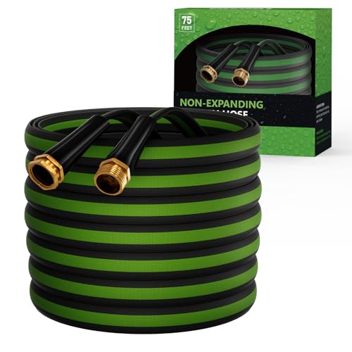 Garden Hose 75 FT, Non-Expanding Water Hose, Lightweight Flexible, Kink-Resistant & Burst-Resistant, High Pressure Garden Hose for Lawn, Garden, Car Wash & Outdoor Cleaning - size: 75FT