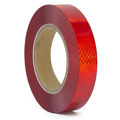 Reflective Tape, Waterproof Self Adhesive Dot Safety Reflector - color: Red, size: 1 Inch x 115 Feet