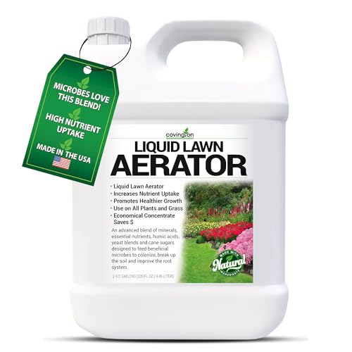 Covington Liquid Lawn Aerator (2.5 Gal) – Soil Conditioner & Softener for Lawns & Gardens – Loosens Clay & Compacted Soil for Better Water & Nutrient Absorption – USA Made Liquid Aeration Concentrate - size: 2.5 Gallons