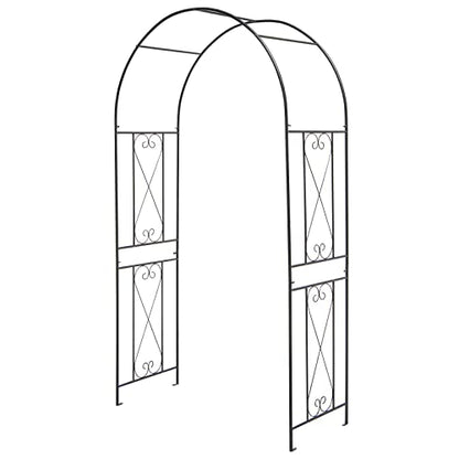 Giantex Garden Arch Trellis, 7.2FT Metal Arbor with 4 Ground Stakes - size: 47.5"W x 87"H