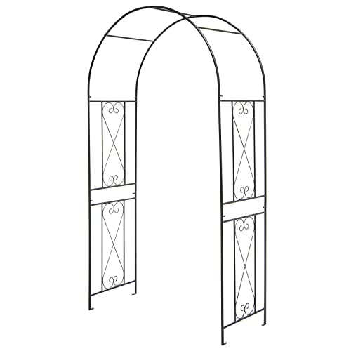 Giantex Garden Arch Trellis, 7.2FT Metal Arbor with 4 Ground Stakes - size: 47.5"W x 87"H