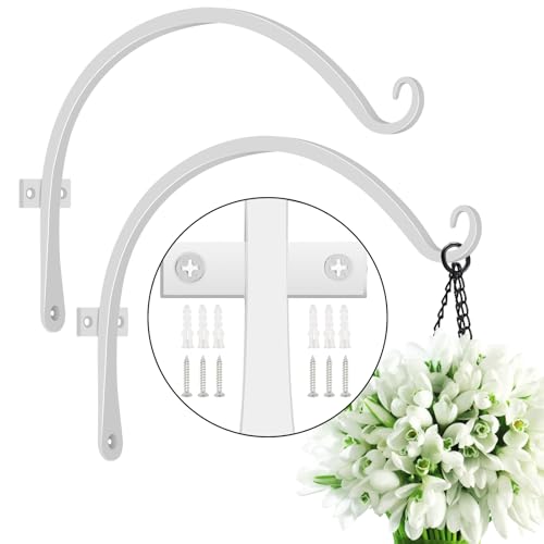 Feed Garden Wall Hook Hanging Plant Hanger Outdoor Hanging Plant Bracket for Bird Feeders (White, 12) - color: White, size: 12 Inch