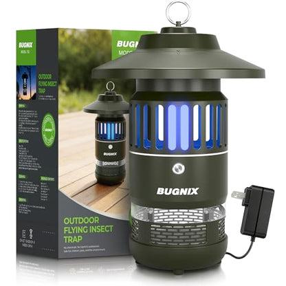 12V Plug-in 1/2 Acre Mosquito Trap Outdoor Indoor, UV LED Fan Insect Trap, Corded Electric Bug Catcher for Patio Garden Backyard, Quiet No-Zap Flying Insect & Gnat Trap, Bug Zapper Alternative