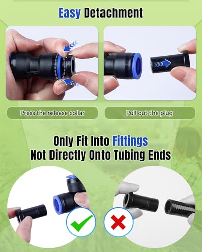 Pawfly 15 Pcs 1/2 Inch End Plugs for Quick Connect 1/2" Drip Irrigation Tee Connectors, 1/2 Inch Drip Irrigation Fittings, Leak-Proof End Cap Fittings End Caps End Closure, Drip Irrigation Parts - size: 15 Pcs 1/2" End Plugs