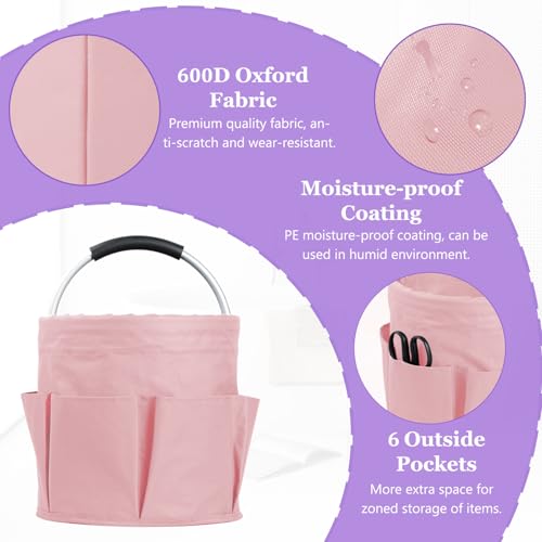 2Pcs 17L Cleaning Caddy with Handle, 600D Oxford Garden Tool Bag,Black+Pink - color: Black + Pink, size: 2PCS