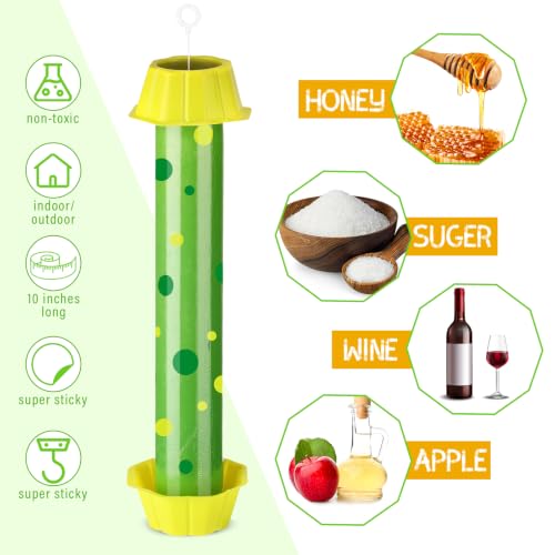 Qualirey 15 Pcs Sticky Fly Trap Fly Stick with Hook, Green Polka Dots - style: Green Polka Dots