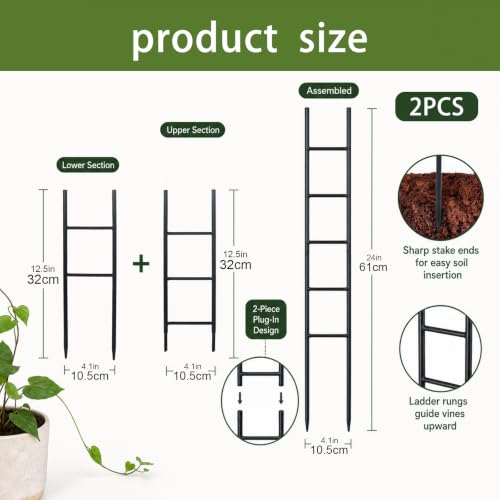 2PCS Indoor Plant Trellis, Sturdy Ladder Trellis for House Plant