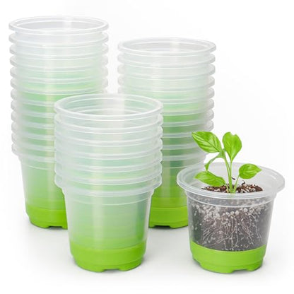 MIXC Clear Nursery Pots with Silicone Base, 4-Inch, 30-Pack - color: Green, size: 4 Inch