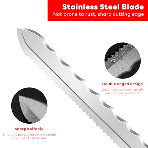 Insulation Knife - Sod Cutter Knife: stainless steel 11.14-Inch sharp blade, double side utility Lawn Repair Saw with Nylon Sheath - color: Long Red