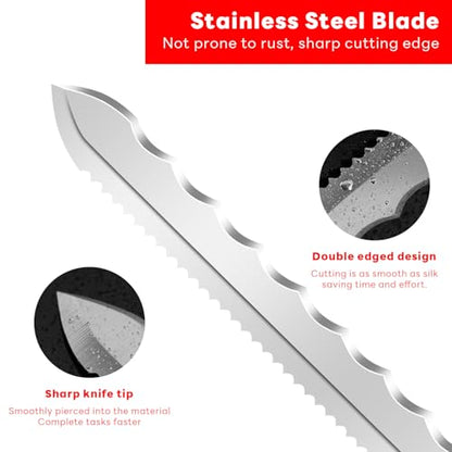 Insulation Knife - Sod Cutter Knife: stainless steel 11.14-Inch sharp blade, double side utility Lawn Repair Saw with Nylon Sheath - color: Long Red