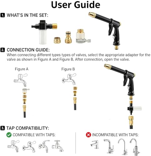 Jet Nozzle Power Washer for Garden Hose, Upgrade Pressure Washer Wand, Adjustable High Pressure Water Nozzle for Car Washing Patio Garden Outdoor Cleaning