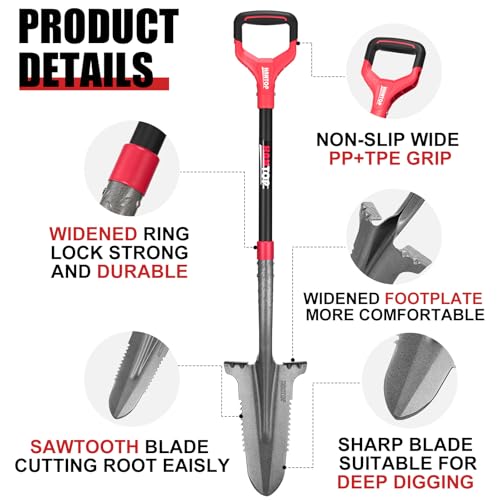 Drain Spade Root Saw Spades Digging Garden Shovel, 45.3 Inches