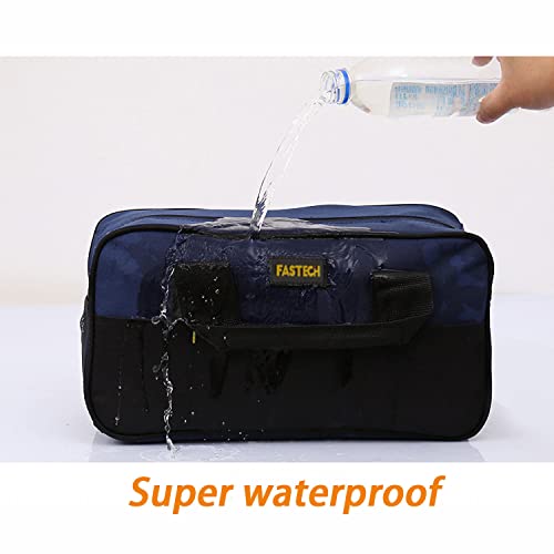 FASTECH 14 Inch Small Tool Tote Bag, Wide Mouth Tool Tote Bag, Waterproof Tool Organizer Bag, Multi-Pockets Wide Mouth Tool Tote For Man/Woman (Blue) - size: Blue
