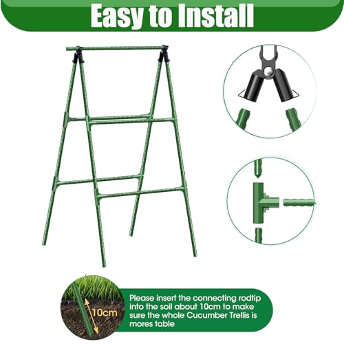 Cucumber Trellises A Frame Plant Supports Green Trellis for Cucumber, Climbing Plants Vegetables Flowers (Green) 47x15in