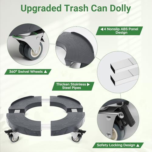 Nefish Trash can Dolly, 15-19 Inch Adjustable Trash Can Wheels, Heavy Duty Drum Dollies 440lbs Keg Dollys Garbage can Wheels, Multi Functional Plant Rollers with Wheels - color: Gray, size: 2IN（1pack）