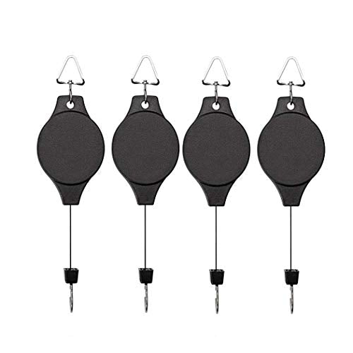 4 Pack Plant Hook Pulley, Retractable Plant Hanger Easy Reach Hanging Flower Basket for Garden Baskets Pots and Birds Feeder Hang High up and Pull Down to Water Or Feed - color: Plant Hooks