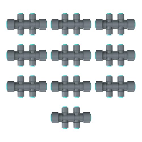 (10pcs) 6-Way12mm to 6mm Connector, Rain Seer Drip Irrigation Kit Accessories, fit to OD 12mm PE Quick-Connected tubing, DIY Watering System for Pation, Garden, Raised Bed. - color: 6-Way12mm to 6mm Connector