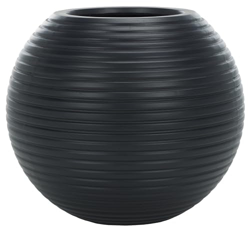 SAFAVIEH Outdoor - Mora BlackFiconstone Cement Round Planter Pot with Drainage Hole, Fully Assembled (PAT1534A) - color: Black