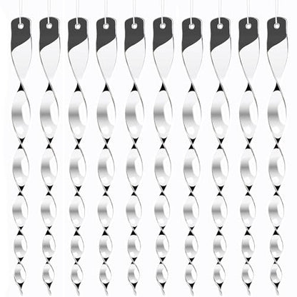 Hausse 10 Pack Bird Deterrents for Outside, Bird Repellent Hanging Silver Plastic Reflectors Scare Rods, Garden Decorative Reflective Scare Birds Away, Like Woodpeckers, Pigeons and Geese
