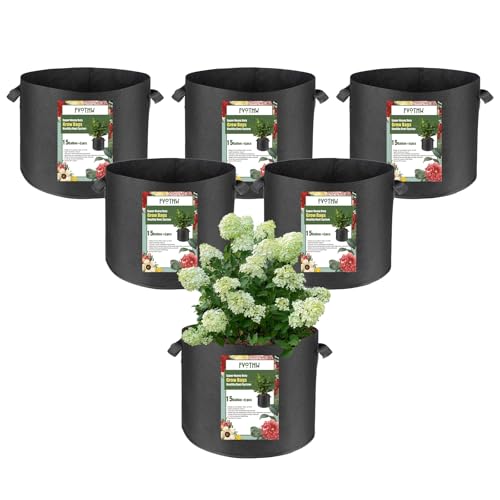 6-Pack 15 Gallon Grow Bags, 300g Non-Woven Fabric Planting Bags with Handles, Breathable Drainable Planter Bags for Vegetables, Flowers and Indoor Outdoor Gardening - size: 15 gallon (17.8'D×14.5''H)