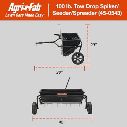 Agri-Fab Tow Behind Spiker Seeder Drop Spreader for Seed, Fertilizer, Salt and Ice Melt, 100 lb Capacity with 32 In Working Width - style: 100 lb. Tow-Behind Spiker/Seeder Spreader