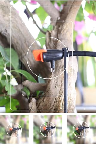 60PCS Garden Irrigation Dripper,Drip Emitters for 1/4" Drip Irrigation Tubing with Support Stakes, Adjustable Water Flow Drippers Watering Dripper Sprinkler for Watering System for (4-7mm) Hose (60)