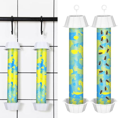 Qualirey 2 Pcs Sticky Fly Trap Fly Stick with Hook, Blue Camouflage - style: Blue Camouflage