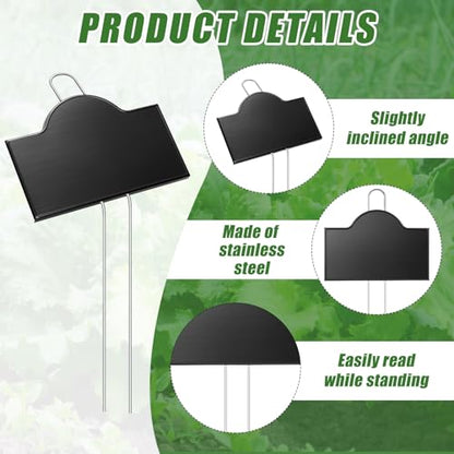 Landhoow Extra Large Metal Plant Markers 6" x 4" with 11'' Stake, 30 Pack