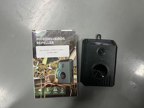 2 Pack Motion Activated Bird Repellent, Ultrasonic Bird Deterrent with Flashing Light, Rechargeable Outdoor Device for Pigeons, Starlings & Woodpeckers