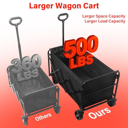 Collapsible Wagons Carts Foldable, 500LBS Heavy Duty Wagon Cart Foldable - color: Red